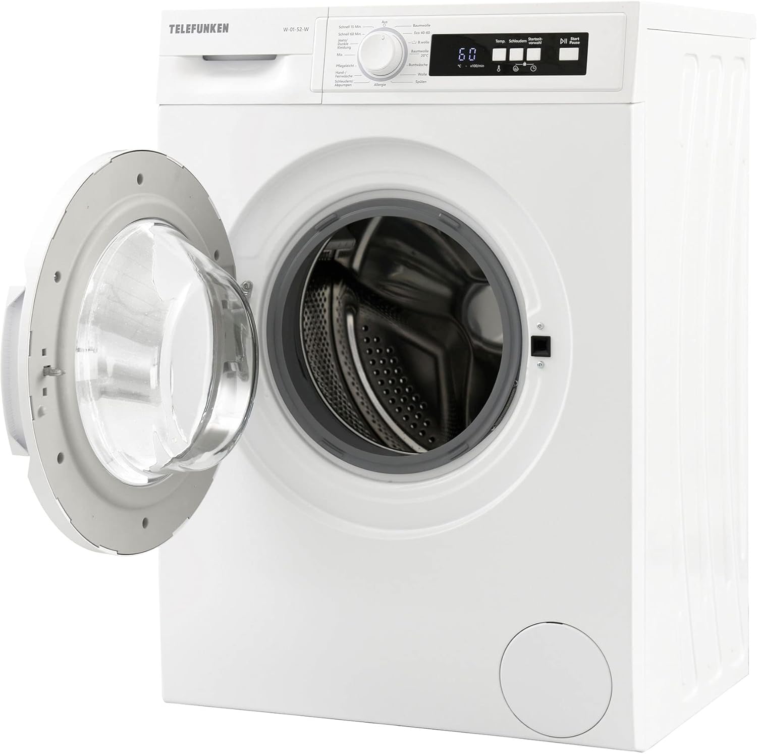 Telefunken W-01-52-W Waschmaschine (5 kg / 1000 U/Min) mit Mengenautomatik und Überlaufschutz / 15 Programme/Startzeitvorwahl/weiß