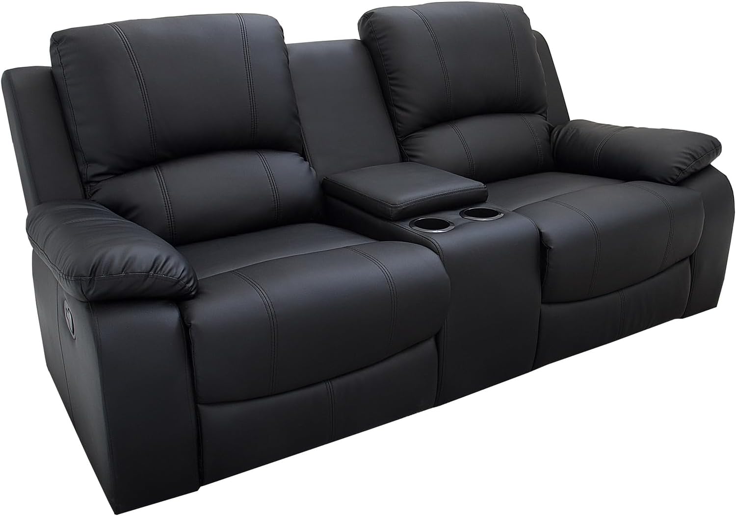 invicta INTERIOR Exklusiver 2er Kino Sessel Hollywood 190cm schwarz Fernsehsessel mit Getränkehalter Zweisitzer Fernsehsessel mit Liegefunktion