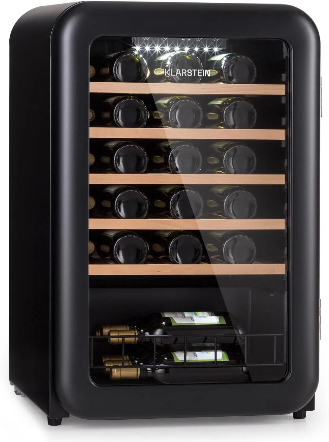 Klarstein Weink��hlschrank, Getr?nkek��hlschrank Schmal, K��hlschrank mit Glast��r, Getr?nkek��hlschr?nke Freistehend, Weink��hlschrank Klein, Weink��hlschr?nke 1 Zone, UV-Schutz, 4-22 ��C, 19 Flaschen
