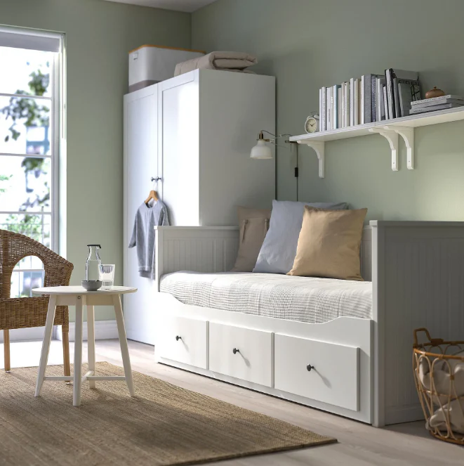 2025 IKEA HEMNES dagbed met 3 opberglades ?C Wit, 80 x 200 cm, ruimtebesparend en veelzijdig