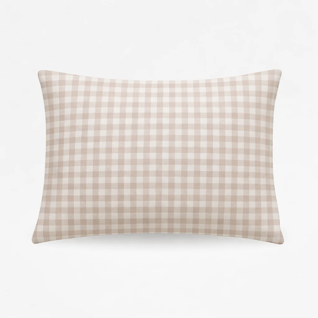 Beige White Gingham Standard Pillowcase