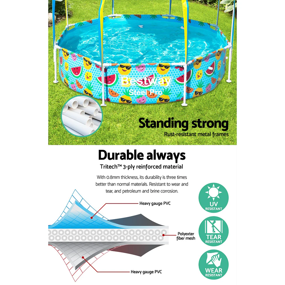 UPF 40+ Kids Pool Canopy 244x51cm Steel Frame Bestway