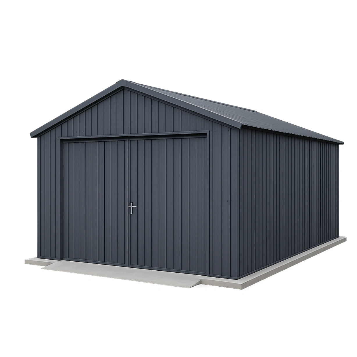 Gr metalgarage, dobbeltdr, gavltag, 5x3x2,7m