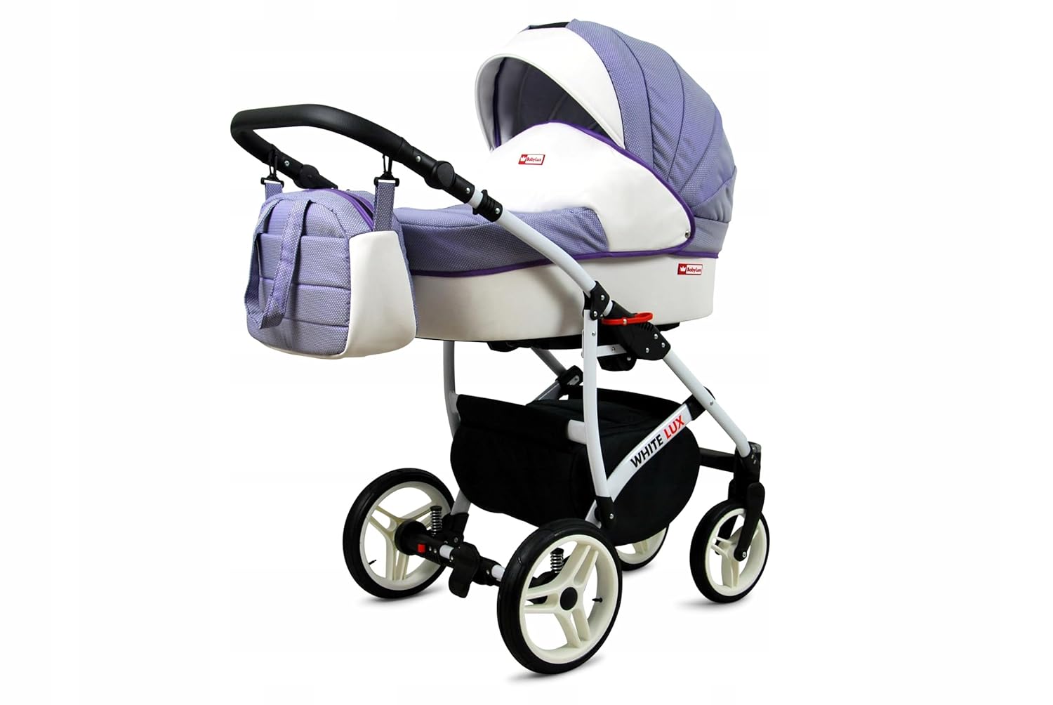 BabyLux® Bambimo Kinderwagen Set 3 in 1 - White Lux - incl. Babywanne, Buggy Sportsitz, Auto-Babyschale - Autositz - Kinderwagenset - Kombikinderwagen mit Wickeltasche, Regenschutz usw.