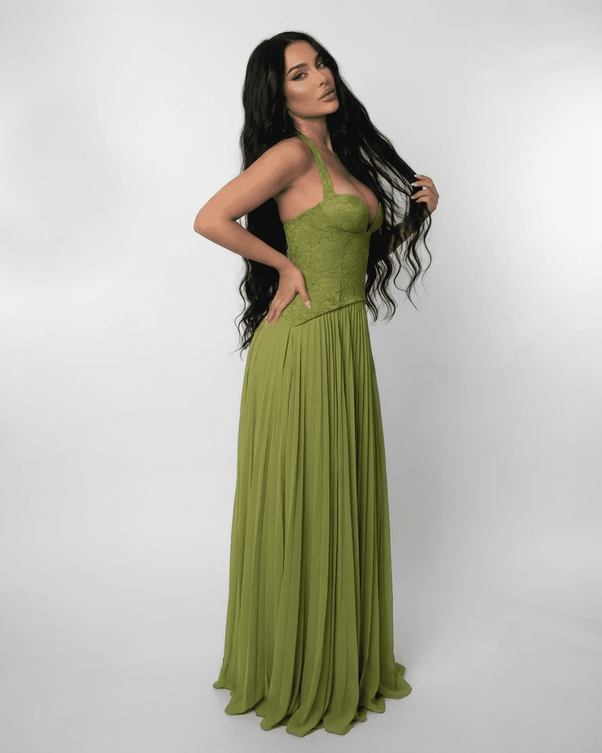 Verdant Maxi-Kleid �C Elegantes Kleid mit Spitzenoberteil