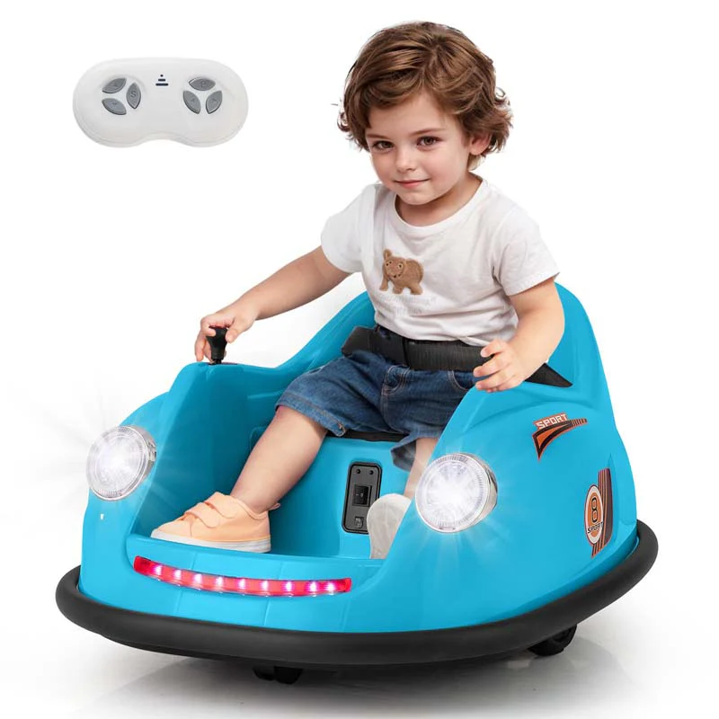 12V Electric Kids Ride on Bumper Car with Remote Control, 360�� Spin & LED Lights, Battery Powered Baby Bumping Toy Car for Toddlers Ages 2-5