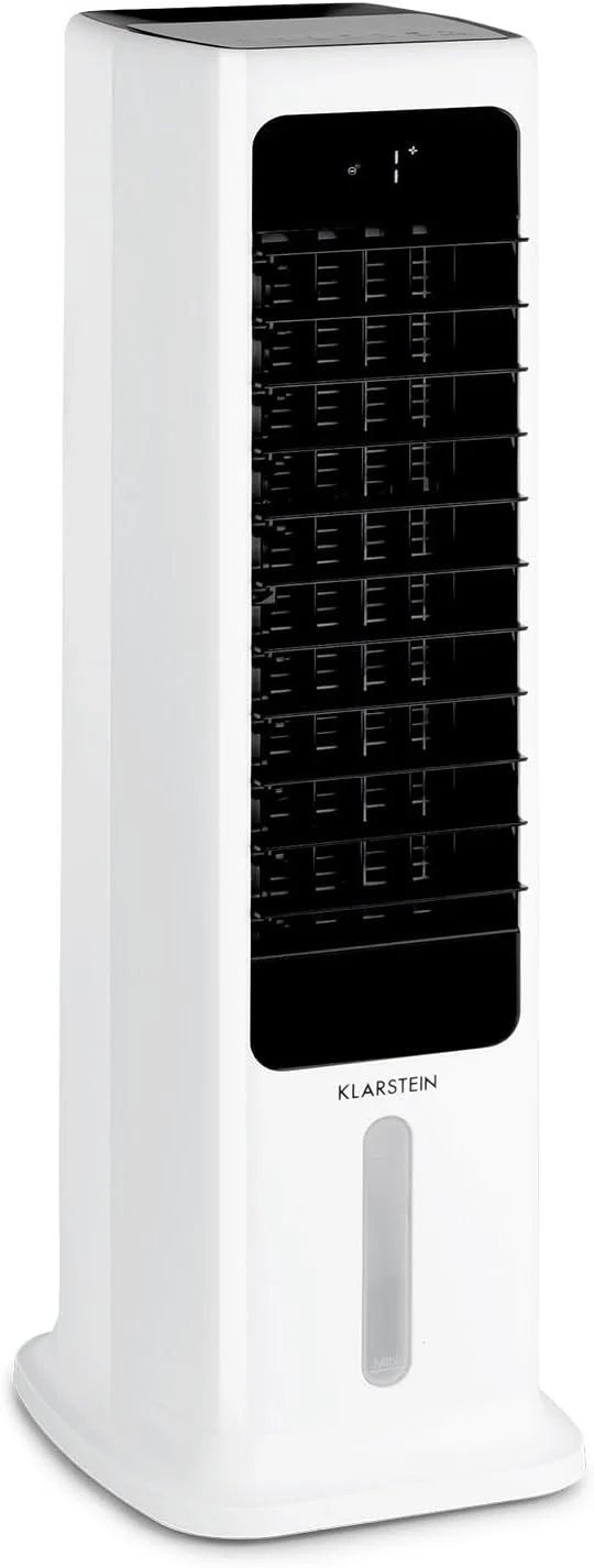 Klarstein Luchtkoeler met Waterkoeling, 5-in-1 Verdampingskoeler, Luchtbevochtiger, Ventilator & Luchtreiniger, Mobiele Airconditioner Luchtkoeler met App-Bediening, 80W Air Cooler, 462m3/h Luchtstroom, Wit