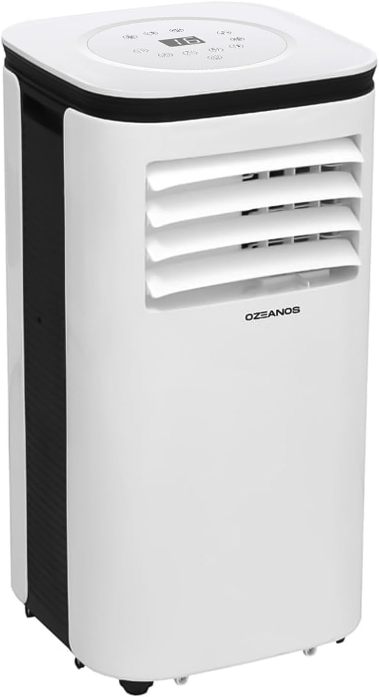 OZEANOS OT-AC-9000 Mobile AC Klimagerät mit Kühlleistung bis zu 9000 BTU/h, Leiser Betrieb unter 65 dB, Timer- und Sleep-Funktion, Kühl-Ventilator- und Entfeuchtungsmodus für Räume bis 90 m3