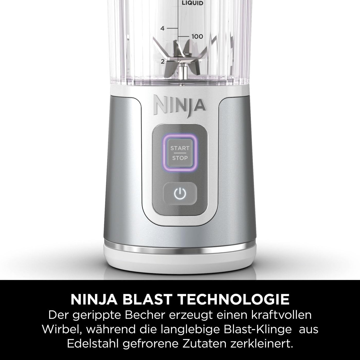 Ninja Blast Tragbarer Mixer / Blender / Smoothie Maker, 530ml Becher, Auslaufsicherer Deckel, Leistungsstarker Mini Standmixer, Kabellos & Wiederaufladbar, Zerkleinert Eis & Obst, Schwarz, BC151EUBK