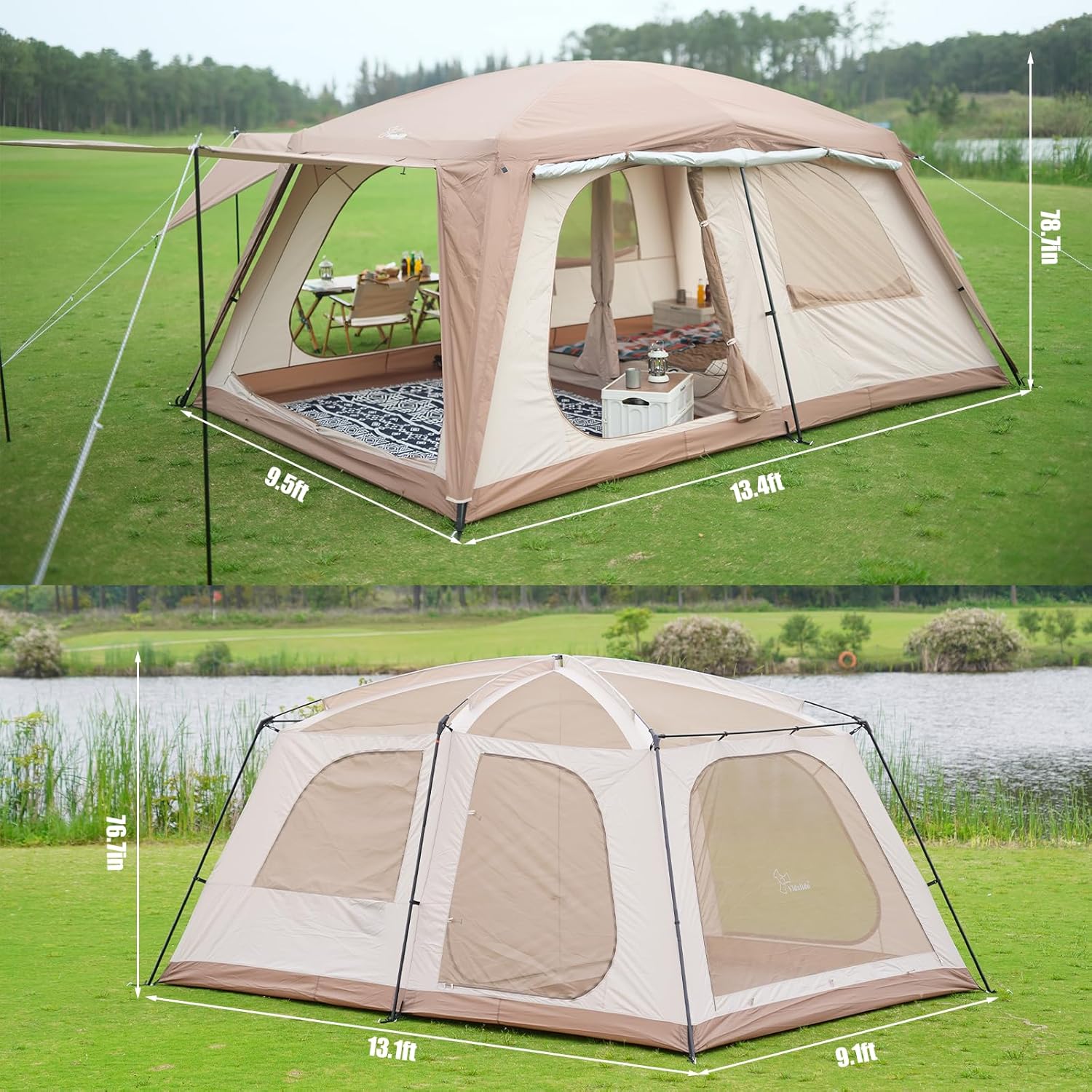 8 to 10 Person Camping Tent Large Waterproof Family Cabin Tent