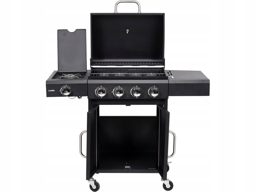 GRILL GAZOWY OGRODOWY 4+1 LUND 14,4 KW PALNIK BOCZNY CHROMOWANY RUSZT