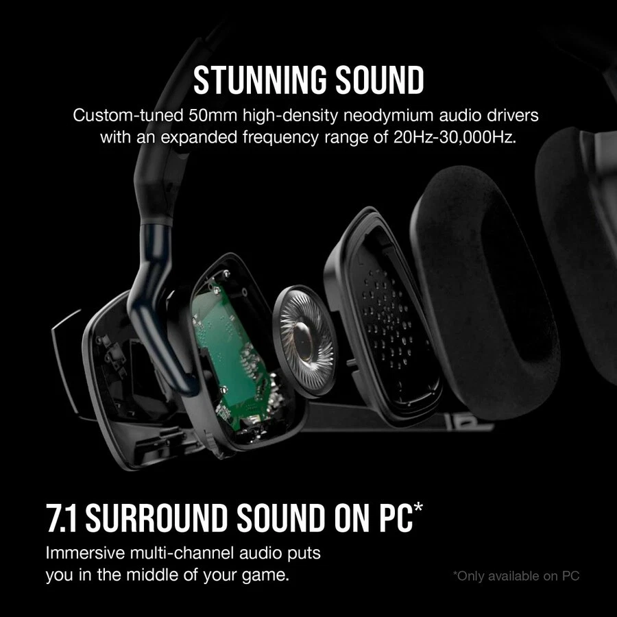 Corsair VOID RGB ELITE Draadloze Premium Gaming Headset met 7.1 Surround Sound