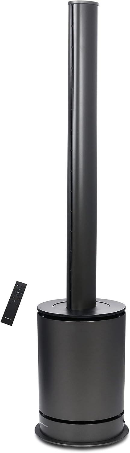 Emerio 3in1 Heizlüfter Ventilator Luftreiniger rotorlos HEPA 13 Filter + 2x UVC Lampe gegen Bakterien Viren Staub Pollen langlebiger nachhaltiger DC Motor Fernbedienung Timer, TFN-214472.1, Schwarz