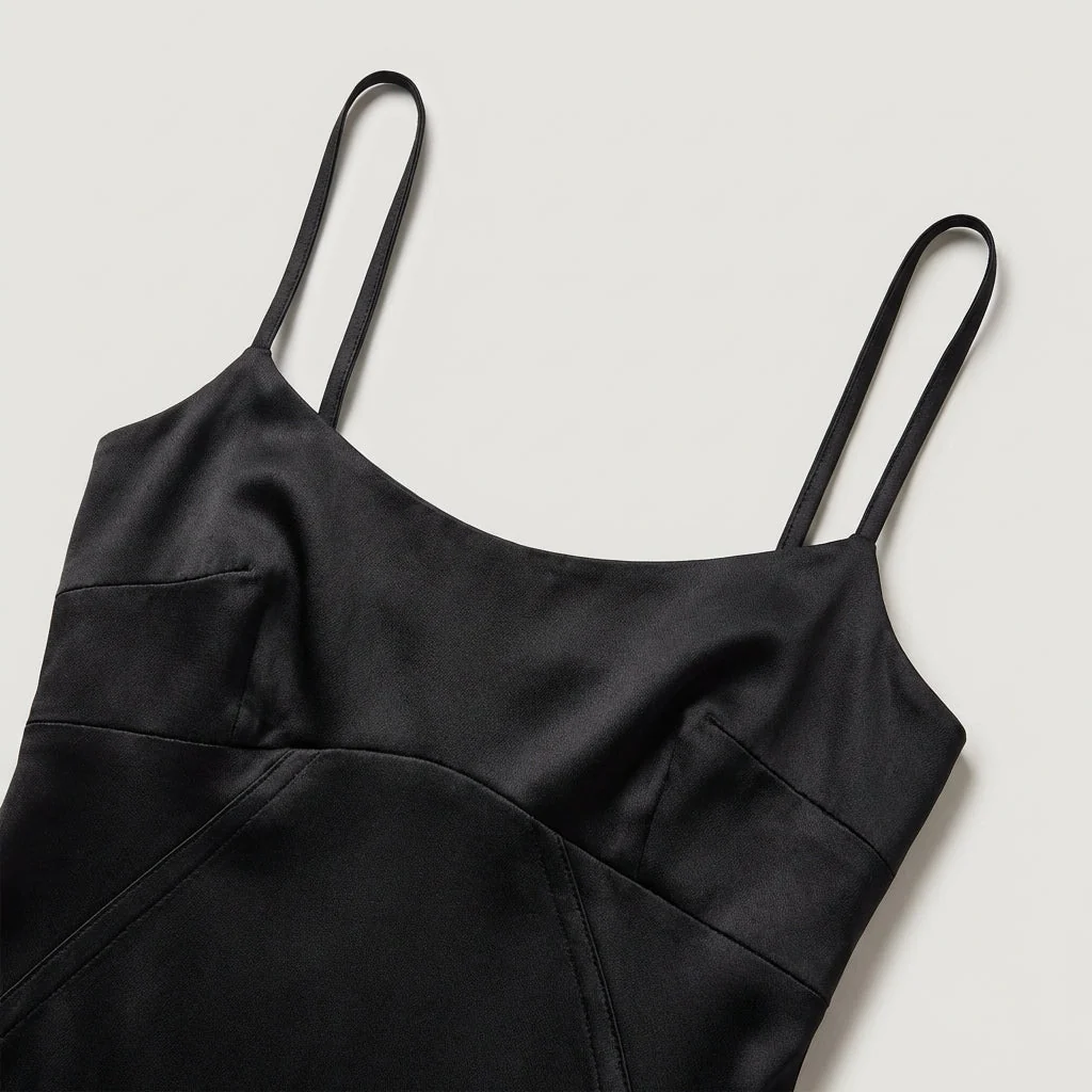 Bodenlanges Seidensatin-Kleid