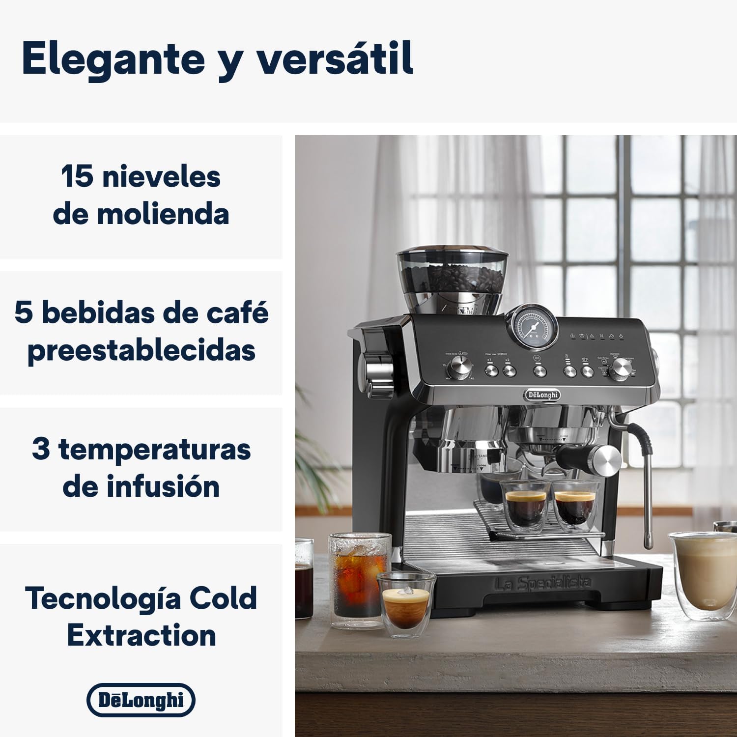 De'Longhi La Specialista Opera EC9555.BK, Máquina de Café Espresso con Molinillo Integrado, Función Cold Brew, Incluida Varilla para Espumar Leche, Incluye Accesorios Barista, Negro