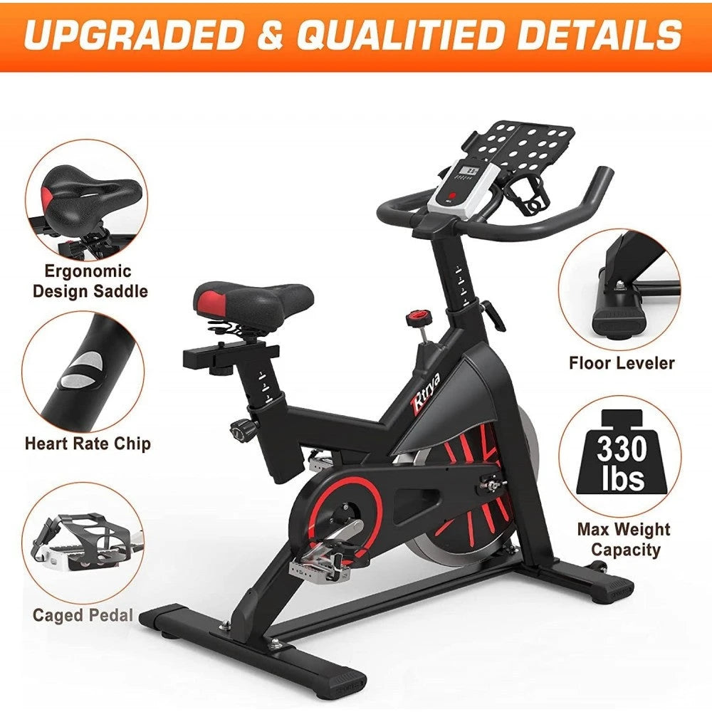 Exercise Bike, Stationary Indoor Cycling Bike, Cycle Bike for Home Cardio Gym, Belt Drive Workout Bike with 35 LBS Flywheel, Thickened Frame Upgraded Version
