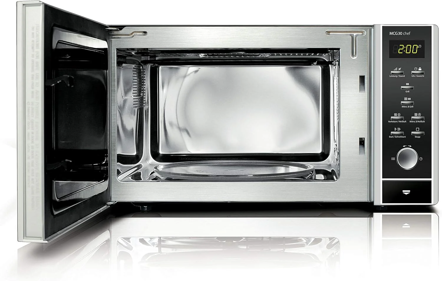 CASO MCG30 Ceramic chef Testsieger Haus & Garten Test, 3in1 Mikrowelle mit Grill + Hei?luft 2100W 30L, Borosilikatglasboden, Backofen-Funktion bis 200��C