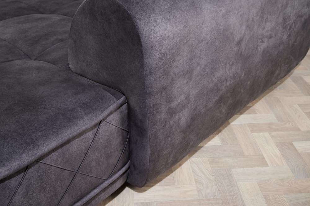 Riess Ambiente Modernes XXL Ecksofa DECADENCIA - 320cm - dunkelgrau Samt - Bigsofa inkl. Kissen
