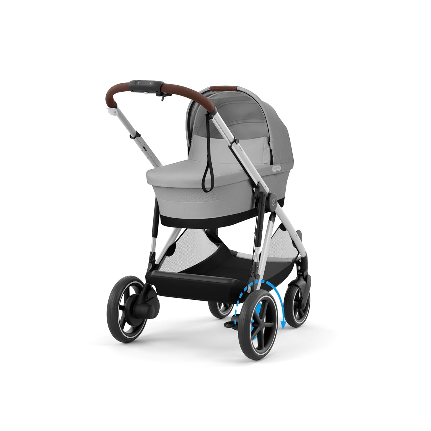 CYBEX Gold Kinderwagen e-GAZELLE S, Ab Geburt bis ca. 4 Jahre, Max. 22 kg (Single-Modus) / 2x 22 kg (Duo-Modus), All-in-1-System mit E-Antrieb und 20+ Konfigurationen, Moon Black