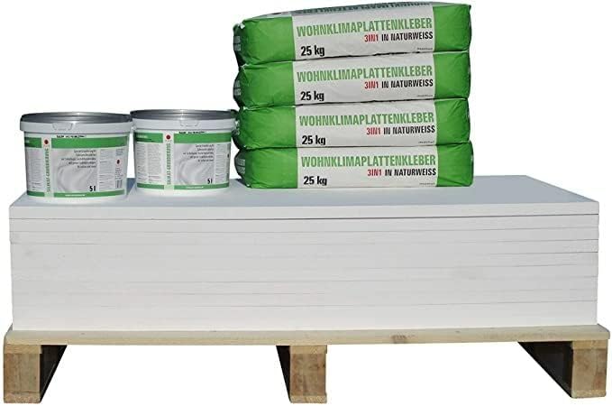 Klimaplatte 30mm Calciumsilikat Dämmplatte, anti Schimmel, für innen, Keller, Feuchtraum, Energiesparend & Dämmend, Set für 7,2 m²