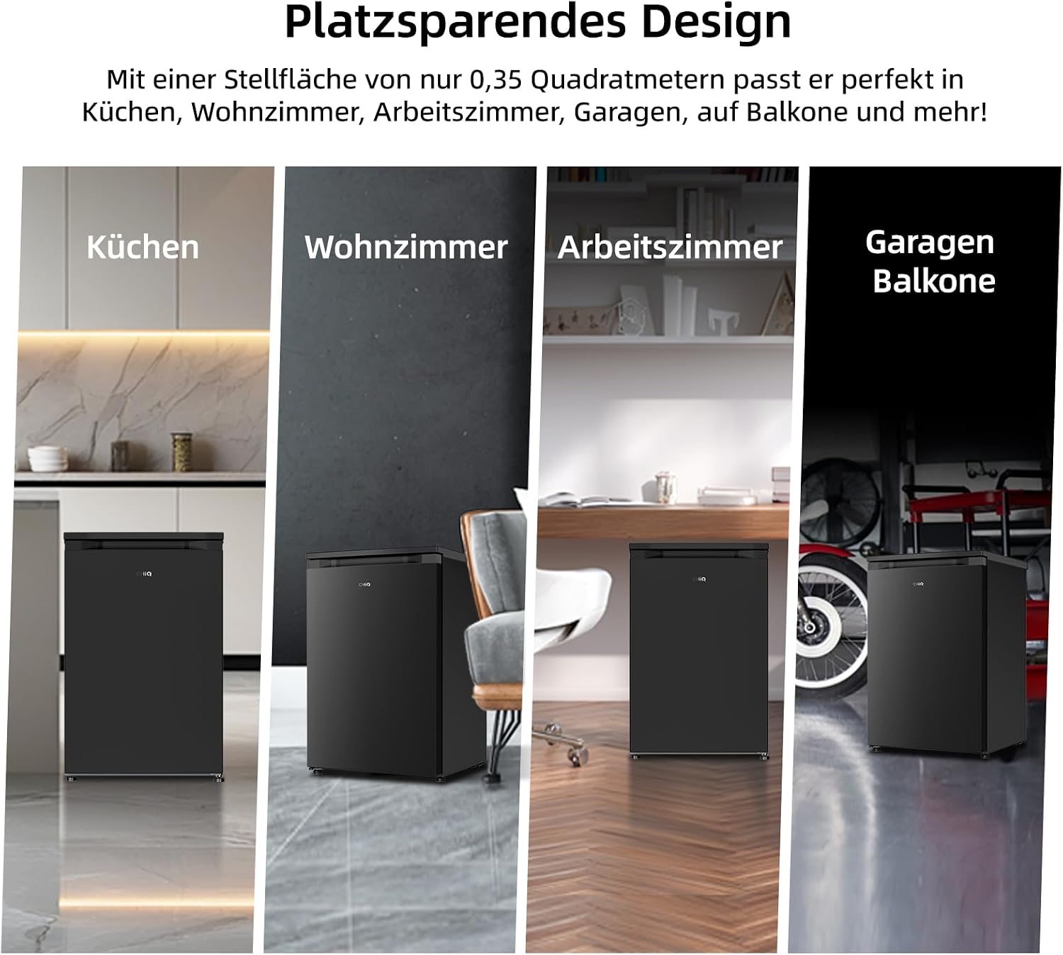 CHiQ 85L Gefrierschrank, 4 Sterne Schnellgefrieren(-24°C) |EEK C, 103kWh/Jahr, 39dB ultraleise| 845mm H,umkehrbare Tür｜Tiefkühlschrank, CSD95BC