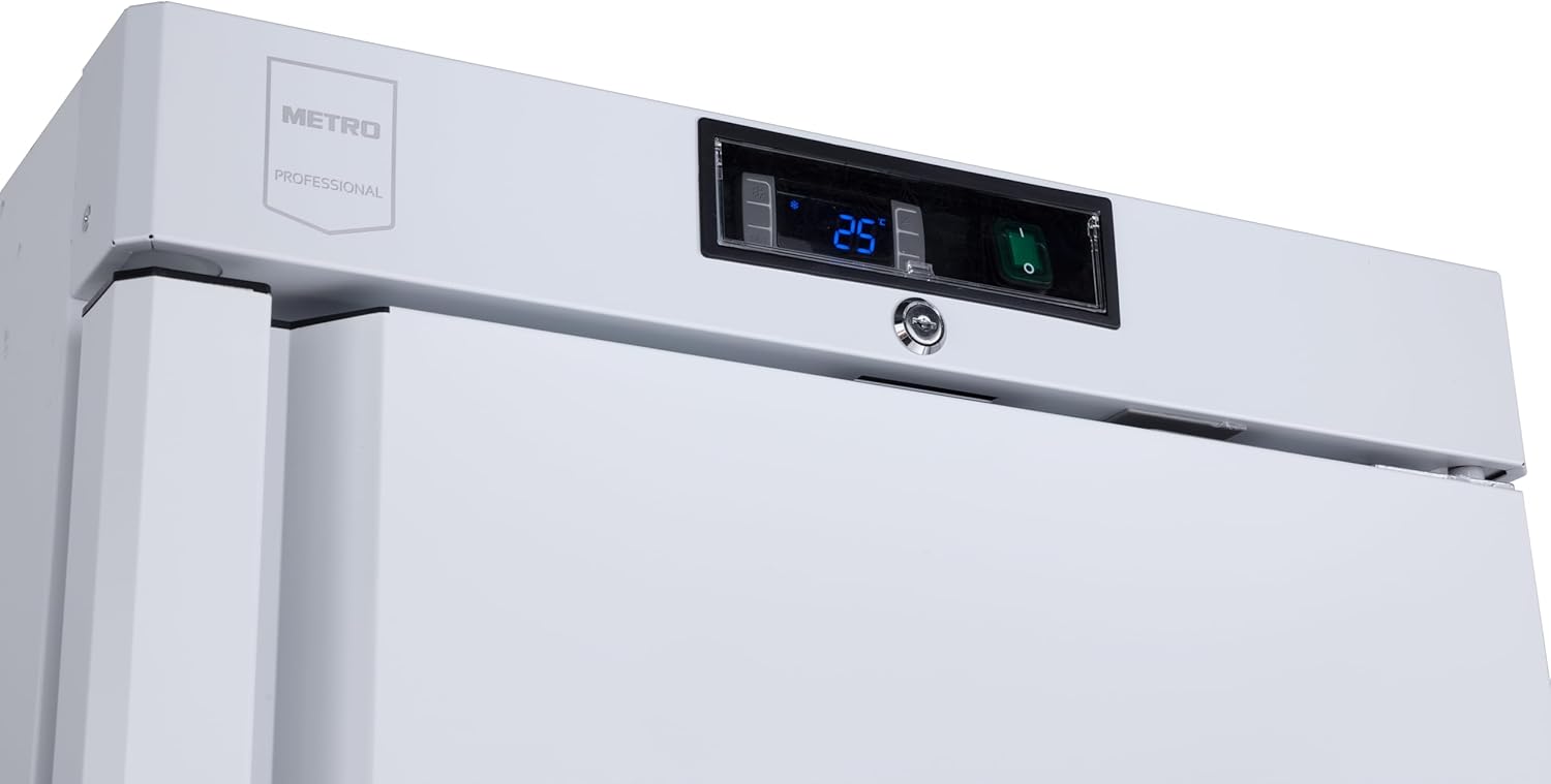 METRO Professional Kühlschrank GRE6400, Edelstahl, 240 L, statische Lüfterkühlung, 300 W, mit Schloss, weiß