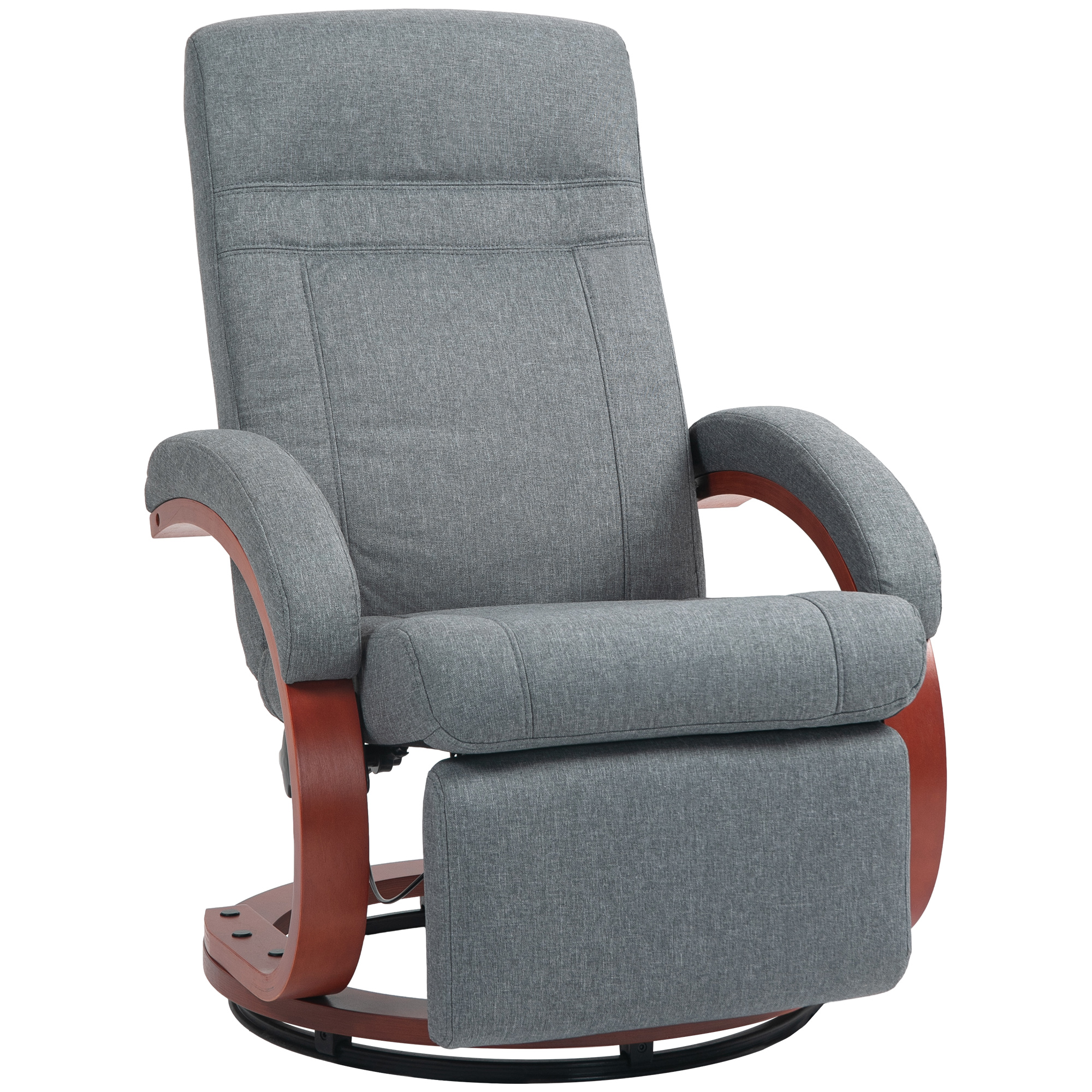 Relaxfauteuil met Opklapbare Voetensteun, Draaibaar, Kantelbare Rugleuning, Linnenlook, Tot 140 kg, Grijs