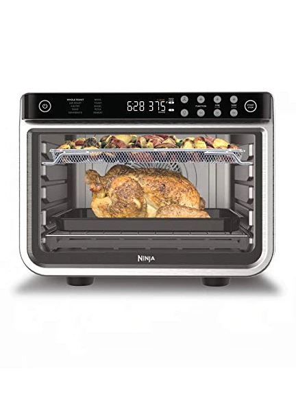 Ninja DT201 Foodi 10-in-1 XL Pro Air Fry Digital Countertop Convection Toaster Oven with Dehydrate and Reheat, 1800 Watts, Stainless Steel Finish, Silver