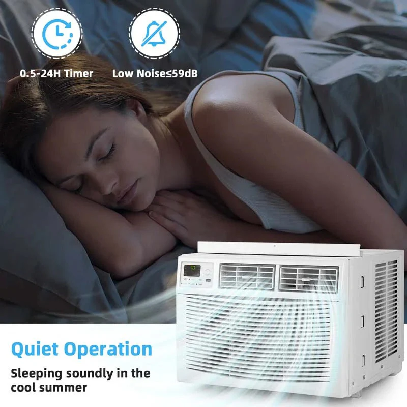 Quiet window air conditioner with 10,000 BTU, remote control, Eco mode, Energy Star certified, 3-in-1 unit with dehumidifier