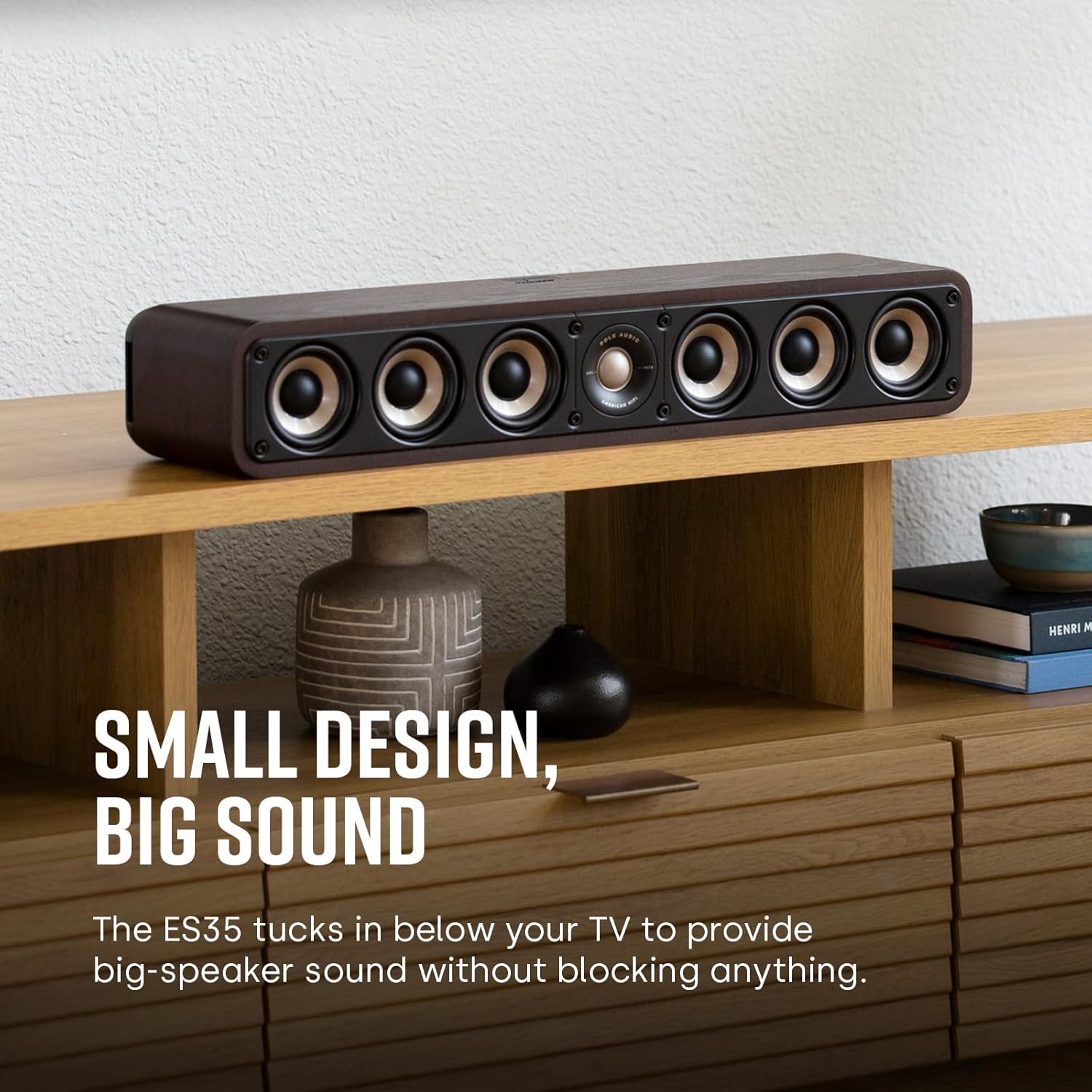 Polk Audio SIGS35CELWT Signature Elite ES35 Centerlautsprecher, schlanker, hochauflösender Center Lautsprecher, Hi-Res Zertifiziert, Dolby Atmos und DTS:X kompatibel, Weiß