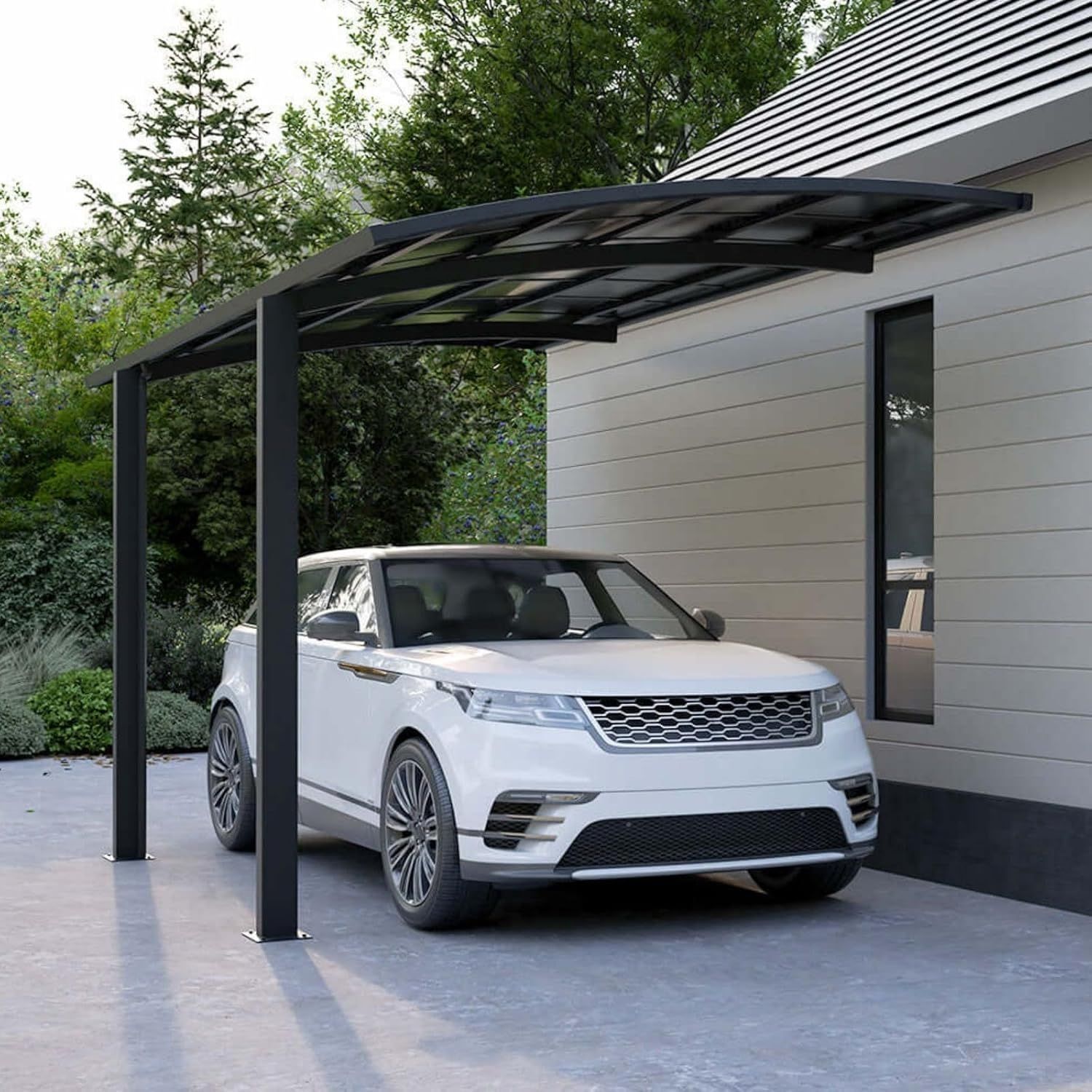 Single Black Carport Shelter