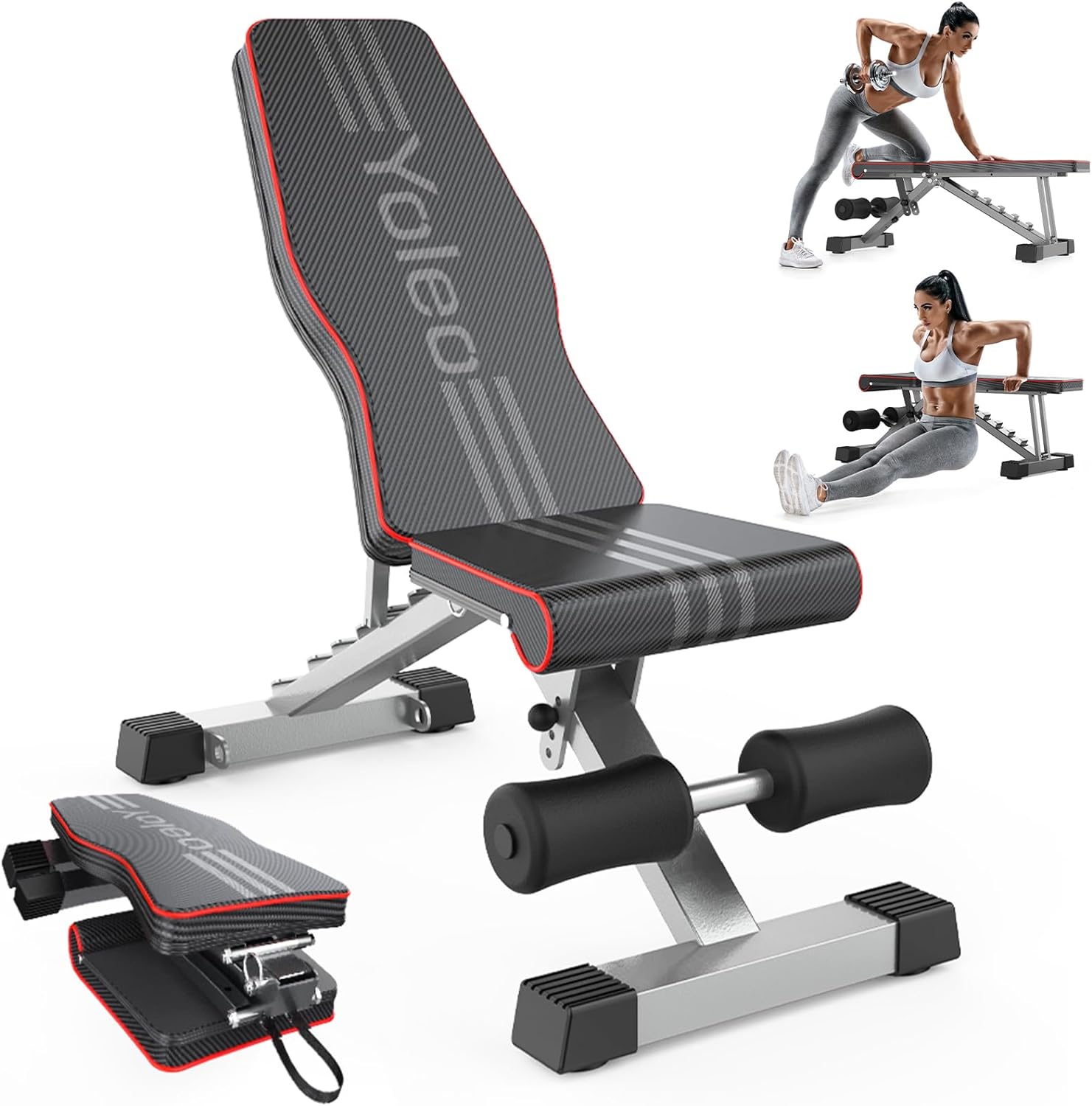 Yoleo Verstelbare Halterbank voor Full-Body Training, Plooiende Bank voor Druktrainen