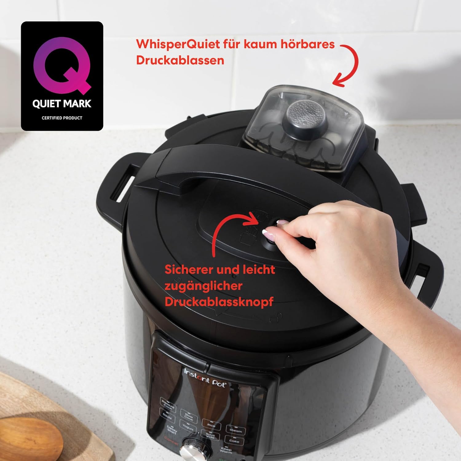 Instant Pot Pro 10-in-1-Elektro-Multikocher 1200 W, 5,7 L – Schnellkochtopf, Schongarer, Reiskocher, Dampfgarer, Sautierpfanne, Sterilisator, Joghurtbereiter, Sous Vide Gert – Schwarzer Edelstahl