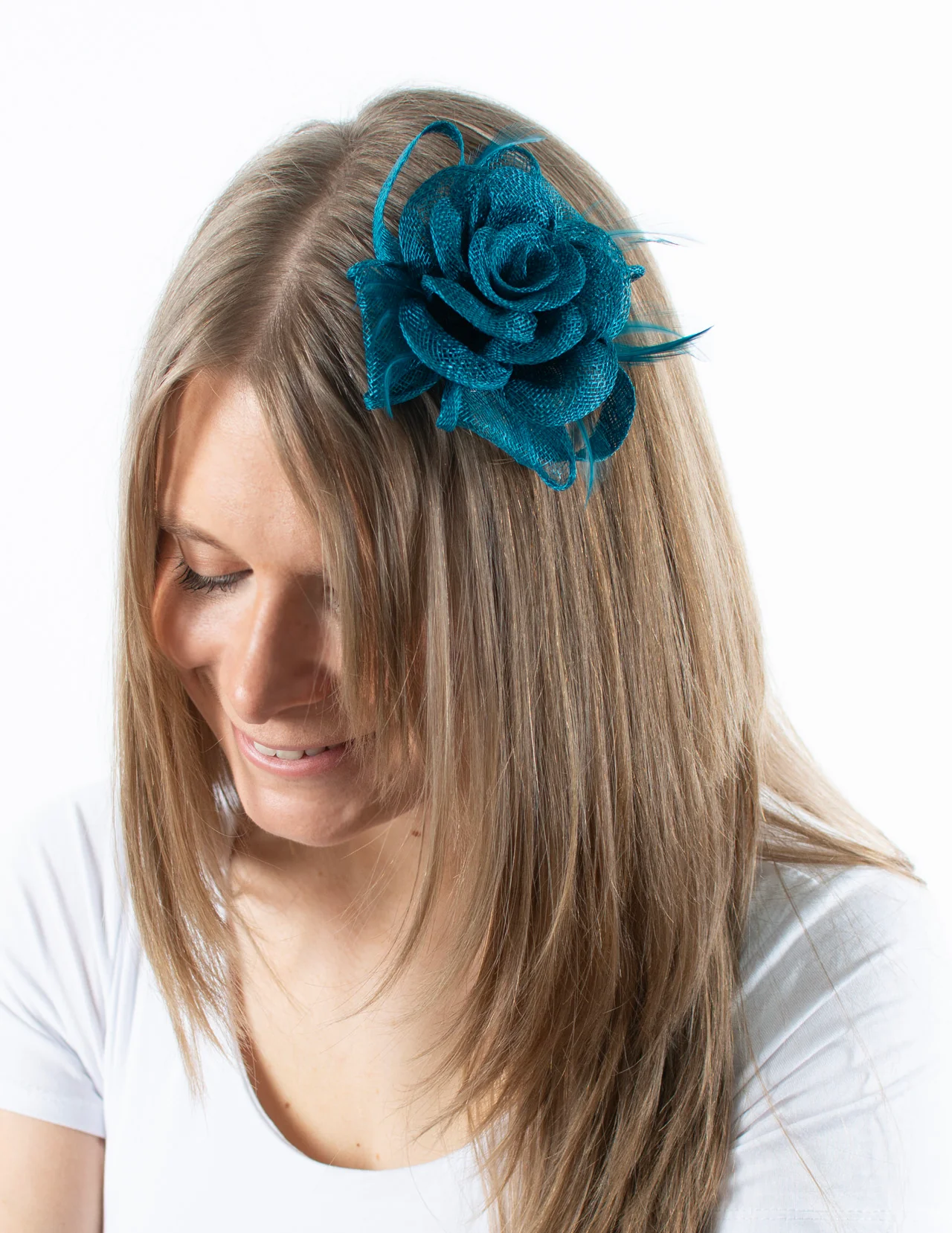 Fascinator | Small Rose Brooch | Teal
