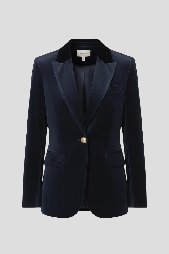 Damenblazer mit Revers und Einknopf-Verschluss