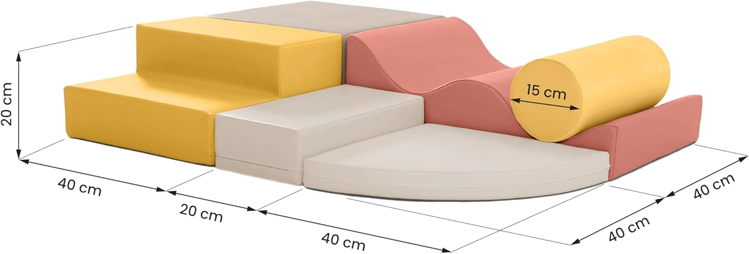 IGLU Soft Play Explorer Toboganes Infantiles Bloques Psicomotricidad Infantil Parque Montessori Juego de 6 Espuma Educativos para Niños Escalada Bebe (Pastel Autumn)