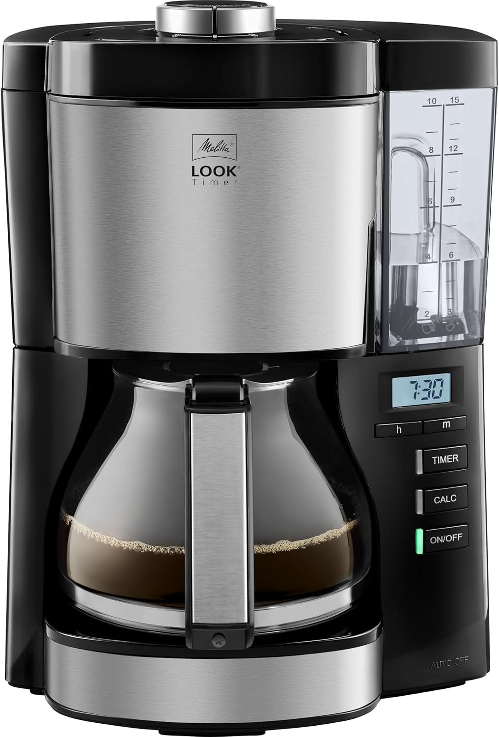 Melitta Look Timer - Filterkaffeemaschine - Thermokanne - Timer Funktion - Tropfstopp - 10 Tassen - Schwarz (1025-18)