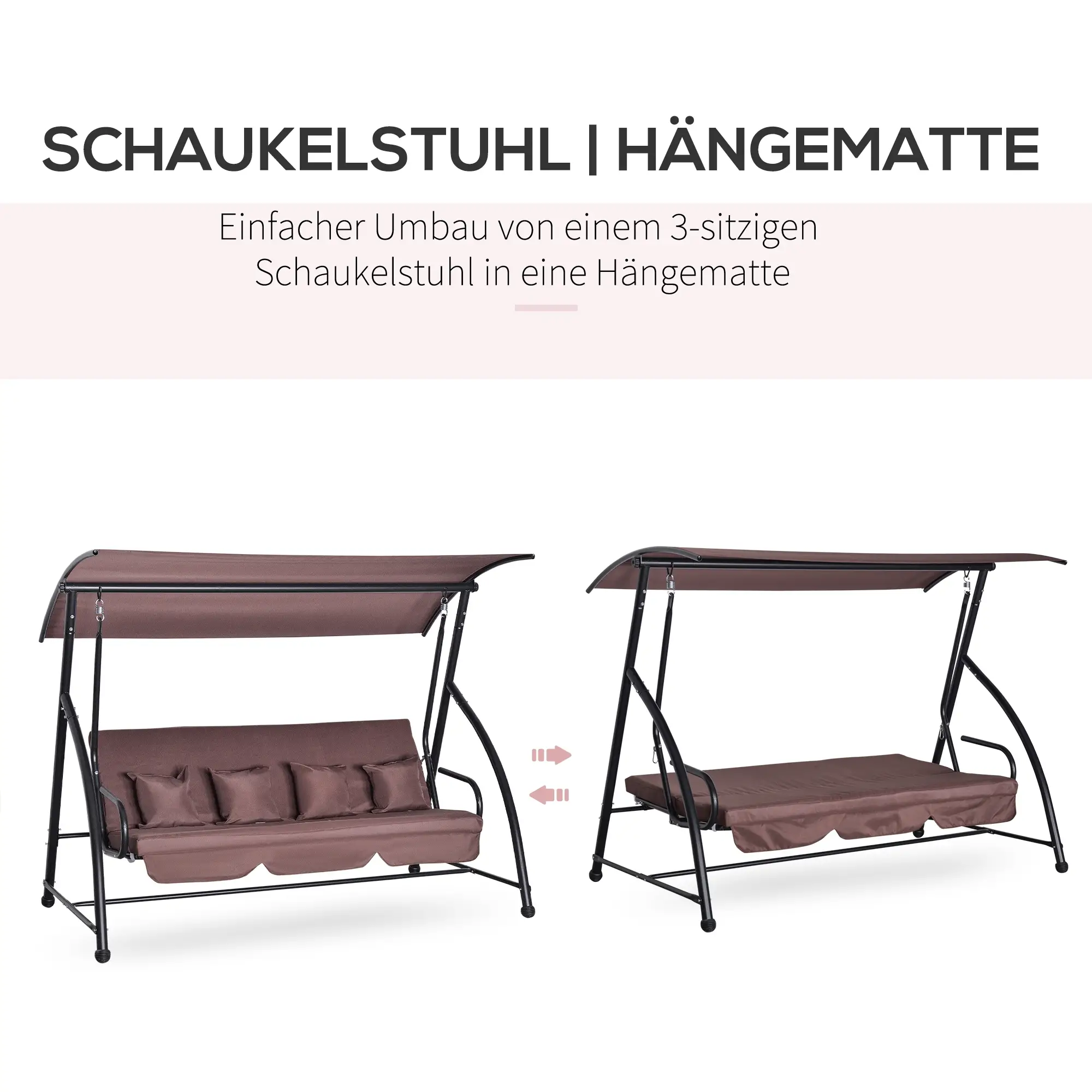 Outsunny Hollywoodschommel 3-zits Ligfunctie Zonnedak