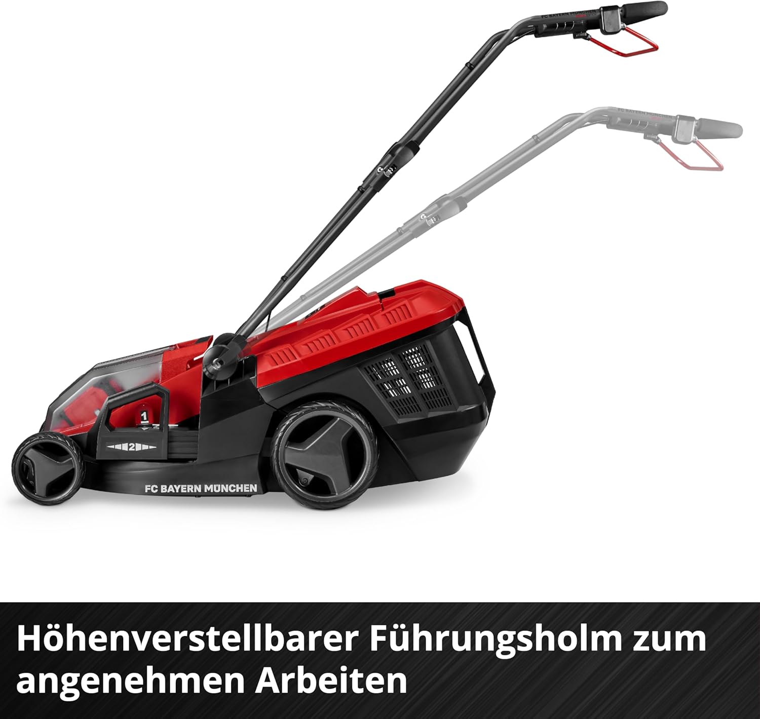 Einhell Akku-Rasenmäher GE-cm 36/36 Li Kit FC Bayern Power X-Change (36 V, 36 cm Schnittbreite, bis 400 m², Brushless, 25-75 mm Schnitthöhe, inkl. 2X 4 Ah Akku und 2X Ladegerät)