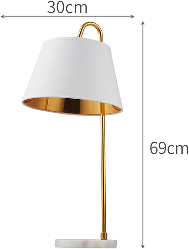 Nachttischlampen, Touch-Lampen, kleine Lampen, Nac Tischlampe 30x69cm Weißer und schwarzer Stofflampenschirm Marmorsockel(White,Switch)