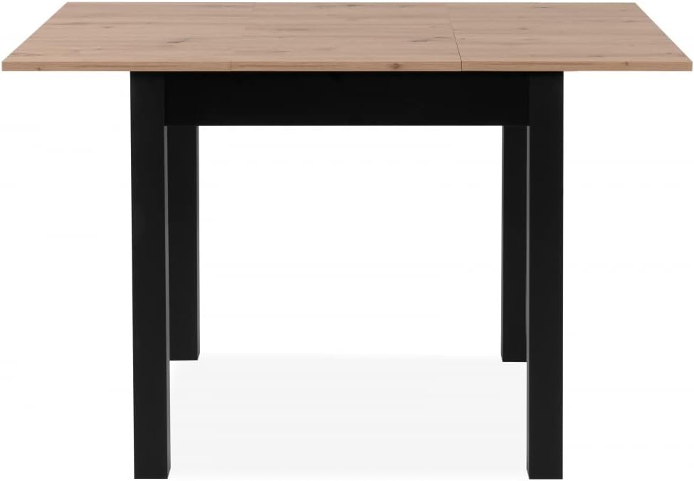 003409 Esszimmertisch Coburg 80 Küchentisch in Artisan Eiche Nb. / Schwarz ca. 80 x 76 x 80 cm ausziehbar 120 cm