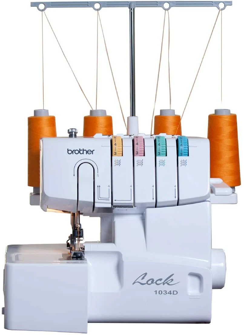 1034D Serger. Heavy-Duty Metal Frame Overlock Machine. 1.300 Stitches Per Minute. Removeable Trim Trap. 3 Included Accessory Feet