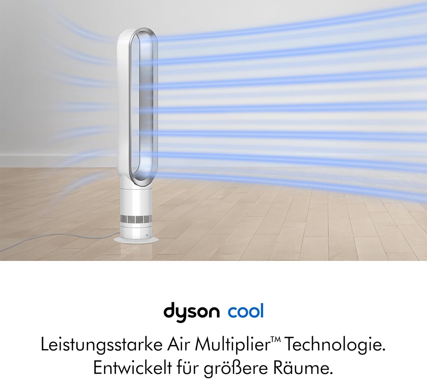 Coolᵀᴹ Turmventilator AM07 Air Multiplier™ Turmventilator, Leistungsstarker, bladeless Ventilator mit Air Multiplier™ Technologie (Weiß/Silber)