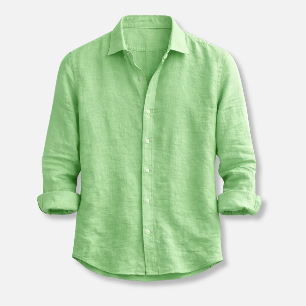 Leinen-Sommerhemd �C Button-Down mit Krempel?rmeln f��r Herren