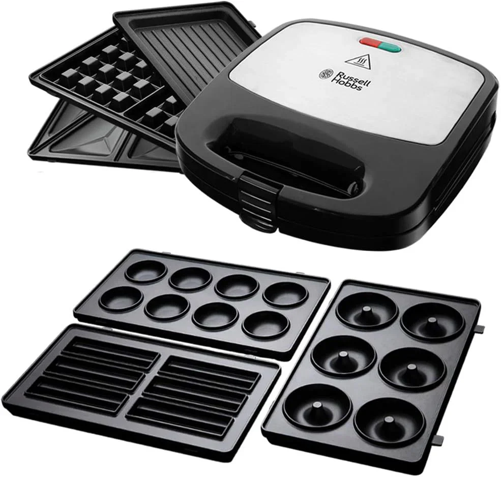 Russell Hobbs elektrisk grill, utbytbara tallrikar, smörgåsmaskin, diskmaskinssäkra tallrikar, 3-i-1 24540-56  Russell Hobbs 3-pack snackstallrikar, cake pop, minimunk och churros passar till Fiesta 24540-56