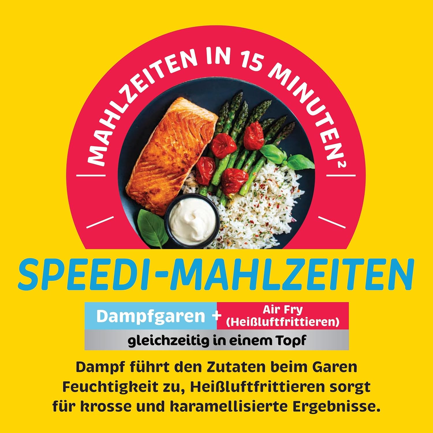 Ninja Speedi Multikocher, 5,7L, 12-in-1 Multicooker, Air fryer Heißluftfritteuse, Slow Cooker Langsamkochen, Grillen, Backen, Schwarz ON500EU