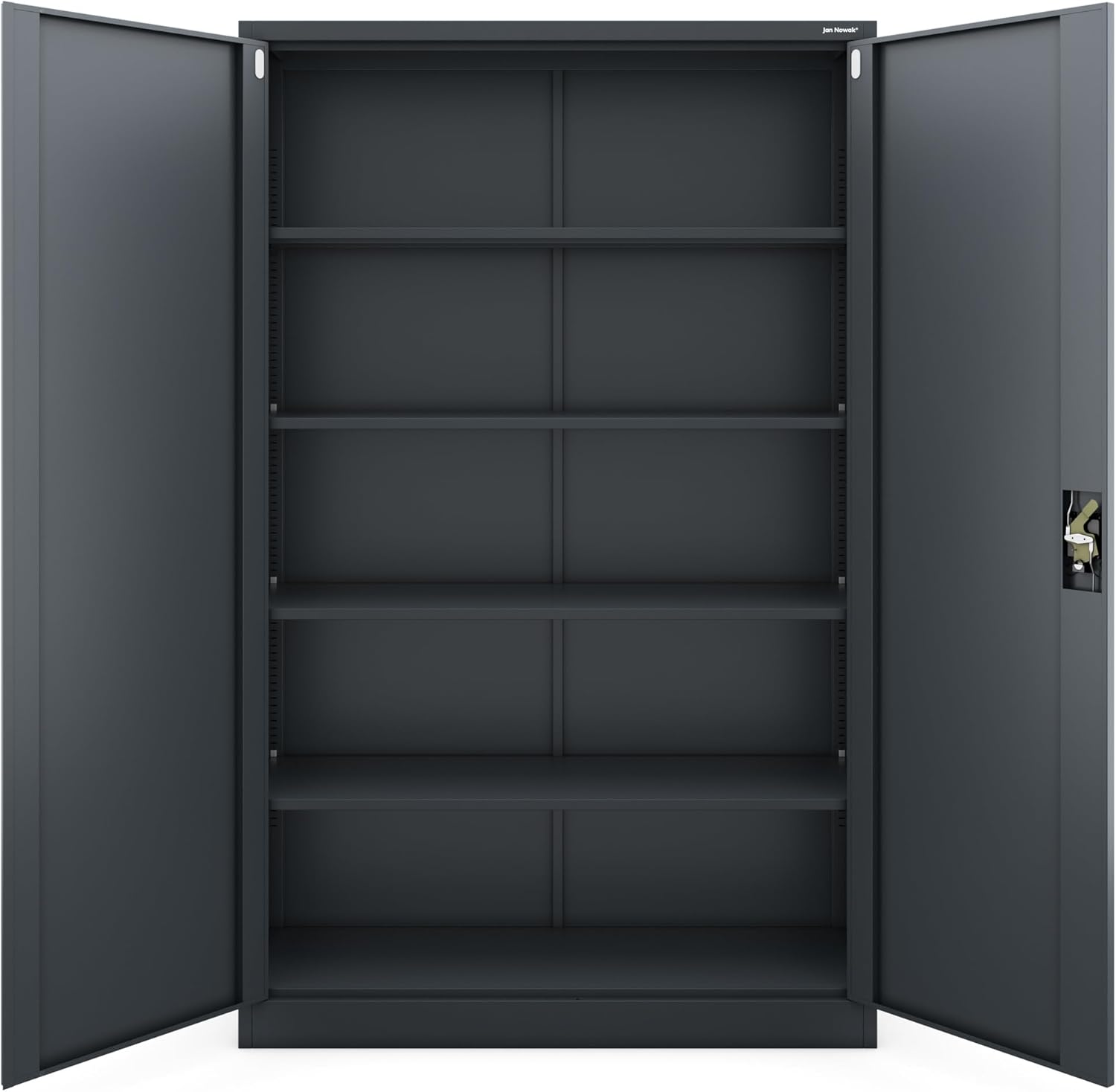 Jan Nowak Metallschrank Jan II 185 x 115 x 40 cm - Aktenschrank abschließbar mit 2 Türen, Mehrzweckschrank mit 5 Ebenen, Büroschrank aus Stahlschrank mit Pulverbeschichtung - Anthrazit