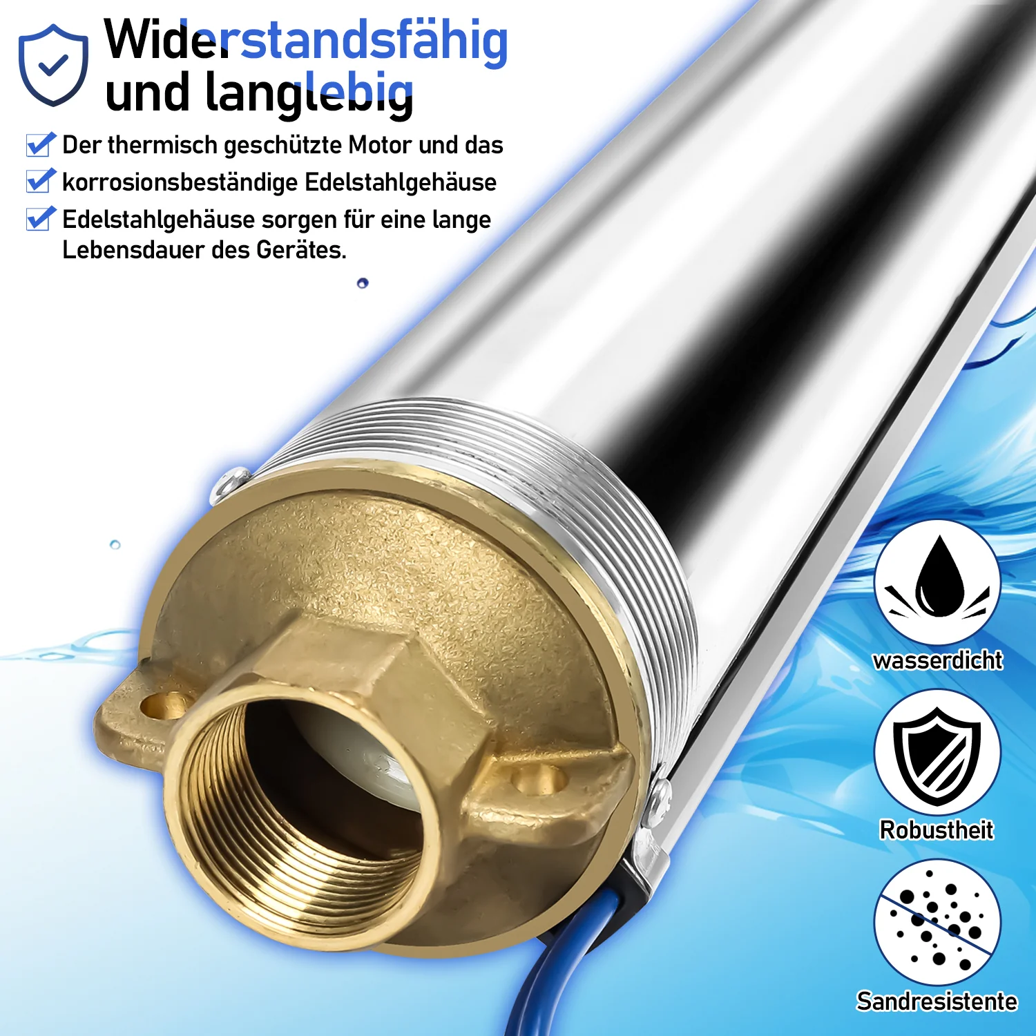 Sonnewelt Tiefbrunnenpumpe für Gartenbewsserung Edelstahl