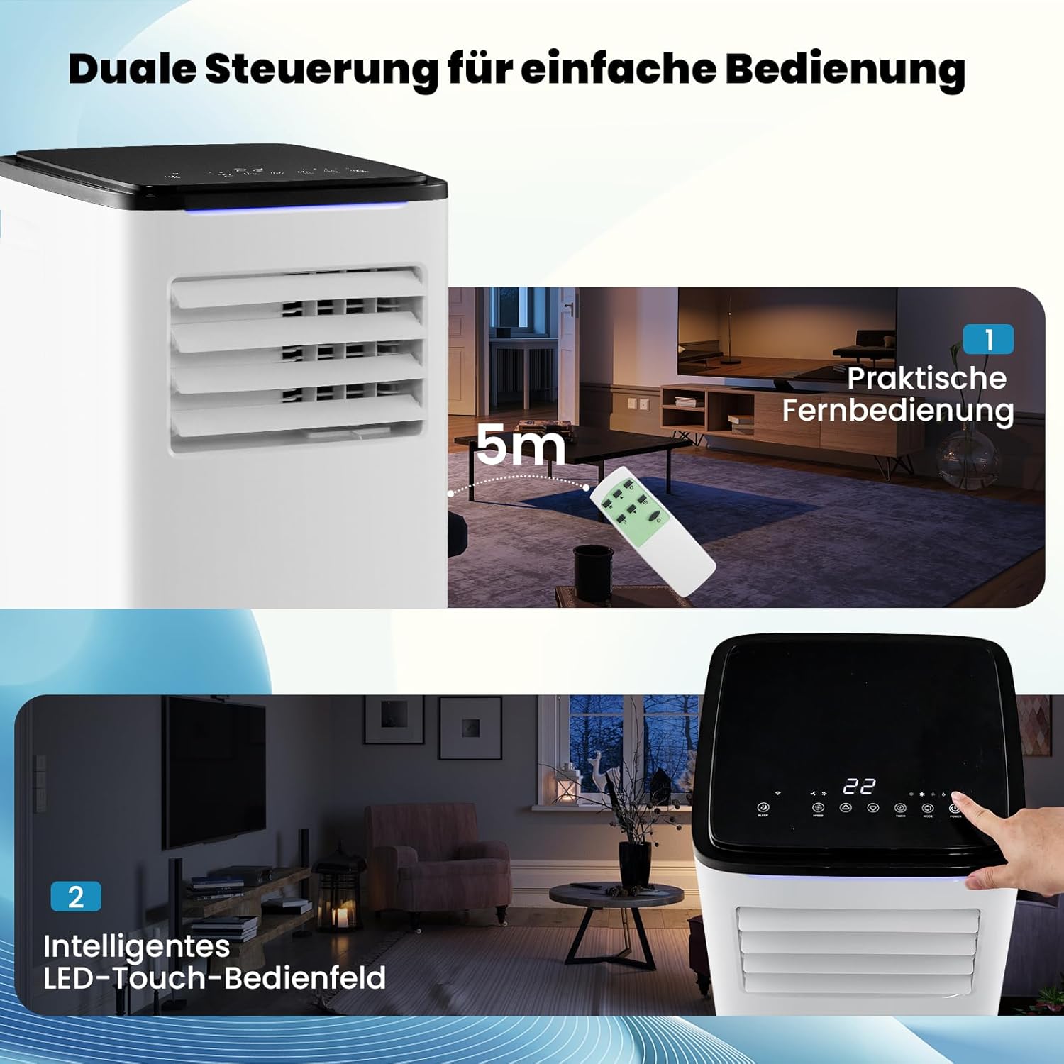 GOPLUS Mobile Klimaanlage mit Abluftschlauch 9000 BTU, Kühlen & Ventilieren & Entfeuchten 42L/Tag & Heizen & Schlafmodus, für Räume bis 60 m³(20 m²), App/Fernsteuerung, inkl. komplettes Fenster-Kit