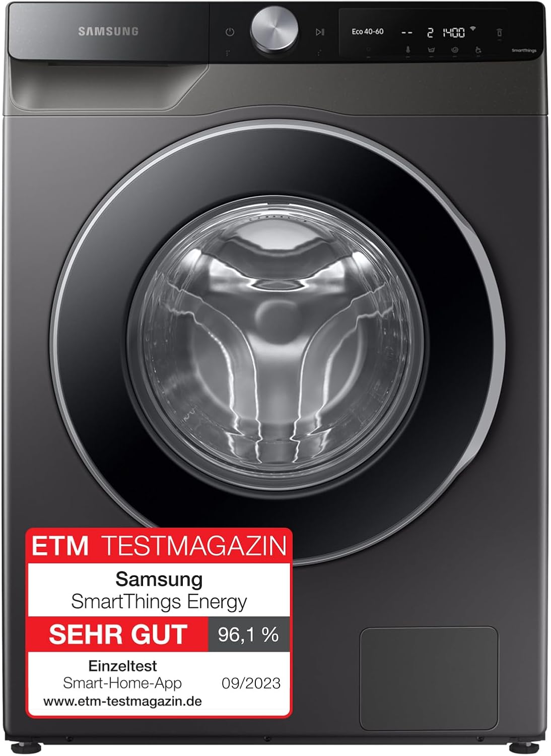 Waschmaschine, 8 kg, 1400 U/min, Ecobubble, Simple Control, WiFi SmartControl, SuperSpeed 59 Min, Inox/Schwarz, WW80T604ALXAS2